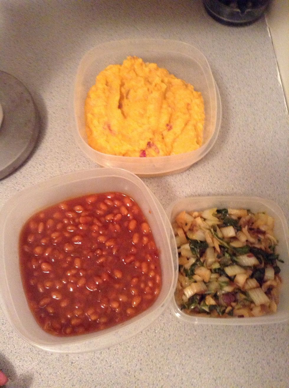 Put them into serving bowls If serving right away or put them in bowls for the refrigerator