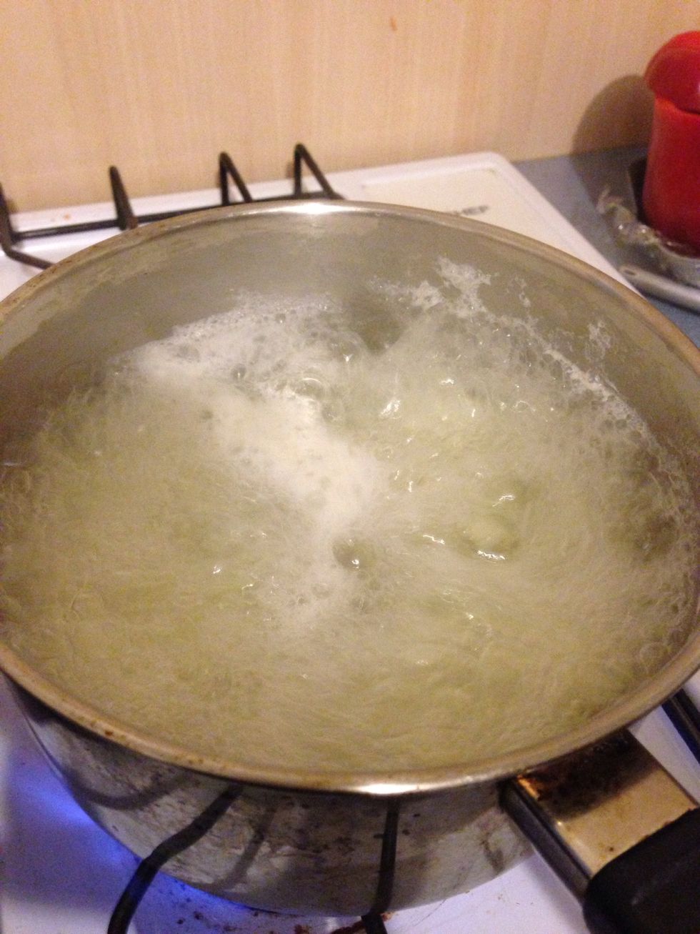 Put them on to boil until they're cooked. (Hint: boil them from cold water. Potatoes always cook better if the water starts off cold)