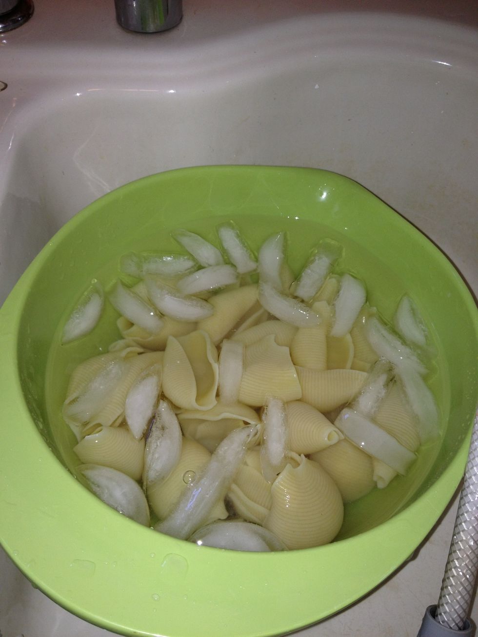 Put them straight into ice cold water. This stops the growth process. They will keep cooking and expanding if you skip this step. If they expand, there will be nothing to stuff lol;)