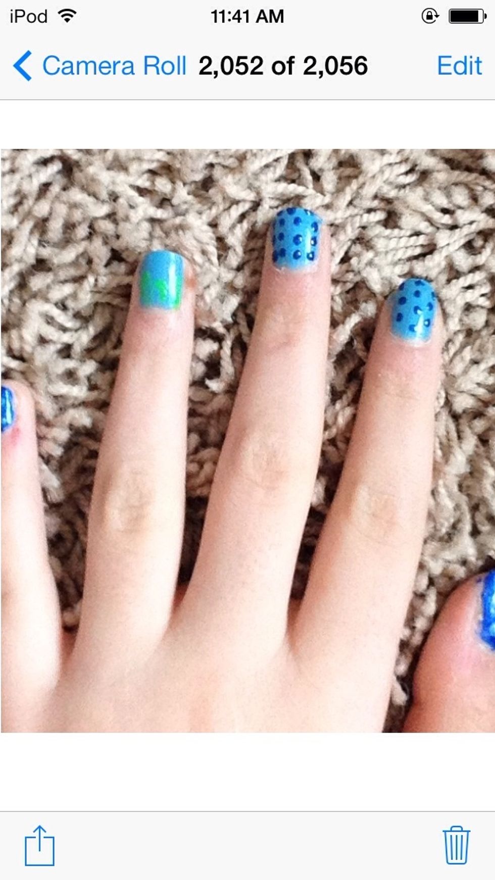 Put three little stems on green on your ring finger