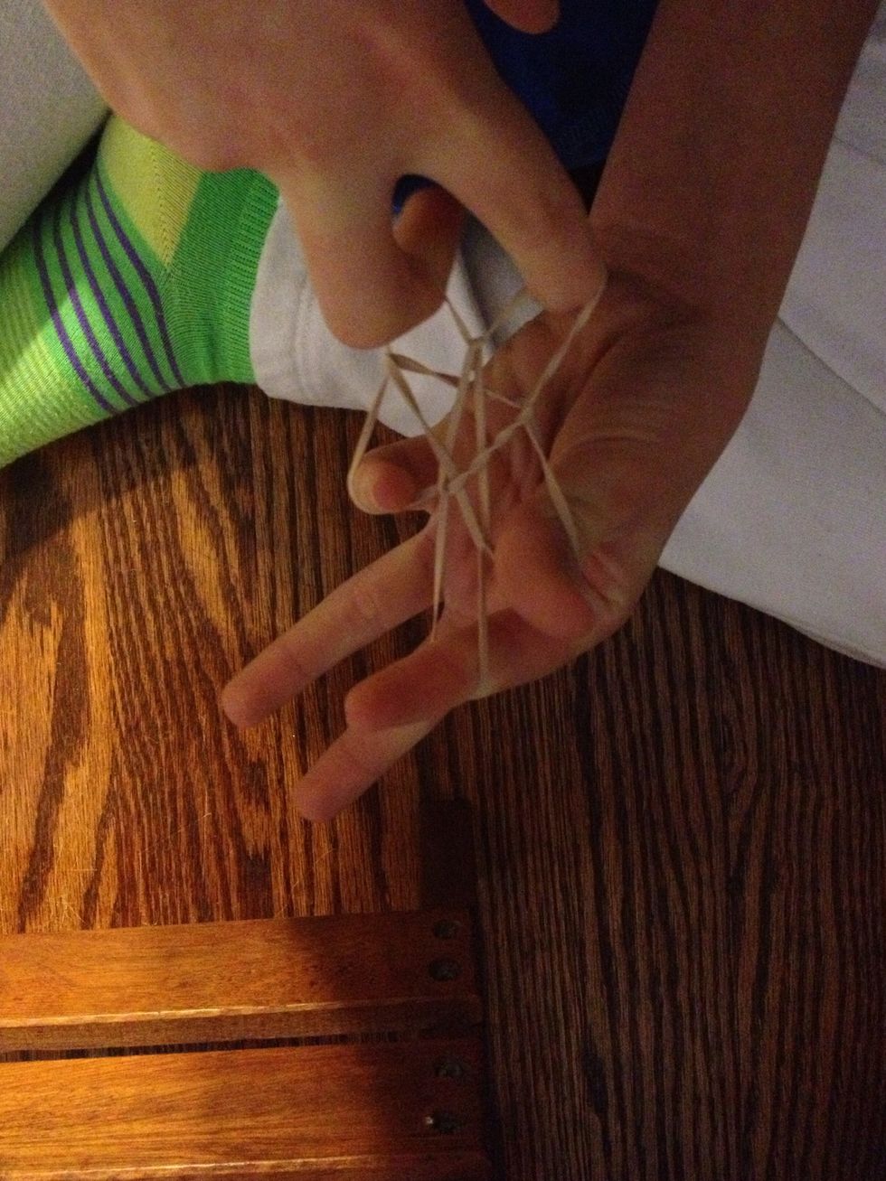 Put thumb in bottom triangle and pull index and middle fingers out