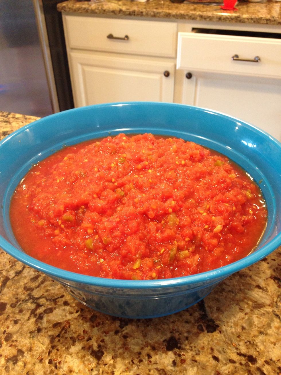 Put tomatoes in large bowl