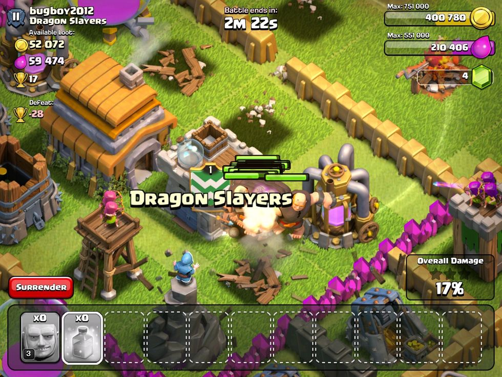 Put troops and spells in low defensive range