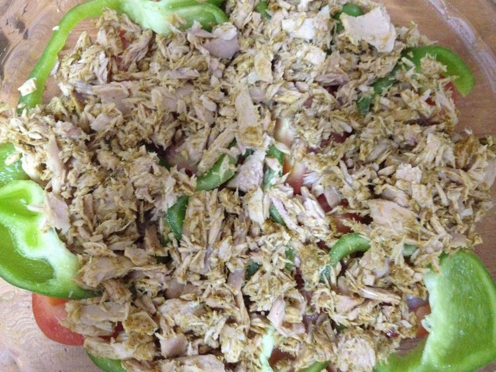 Put tuna mix over the vegetables