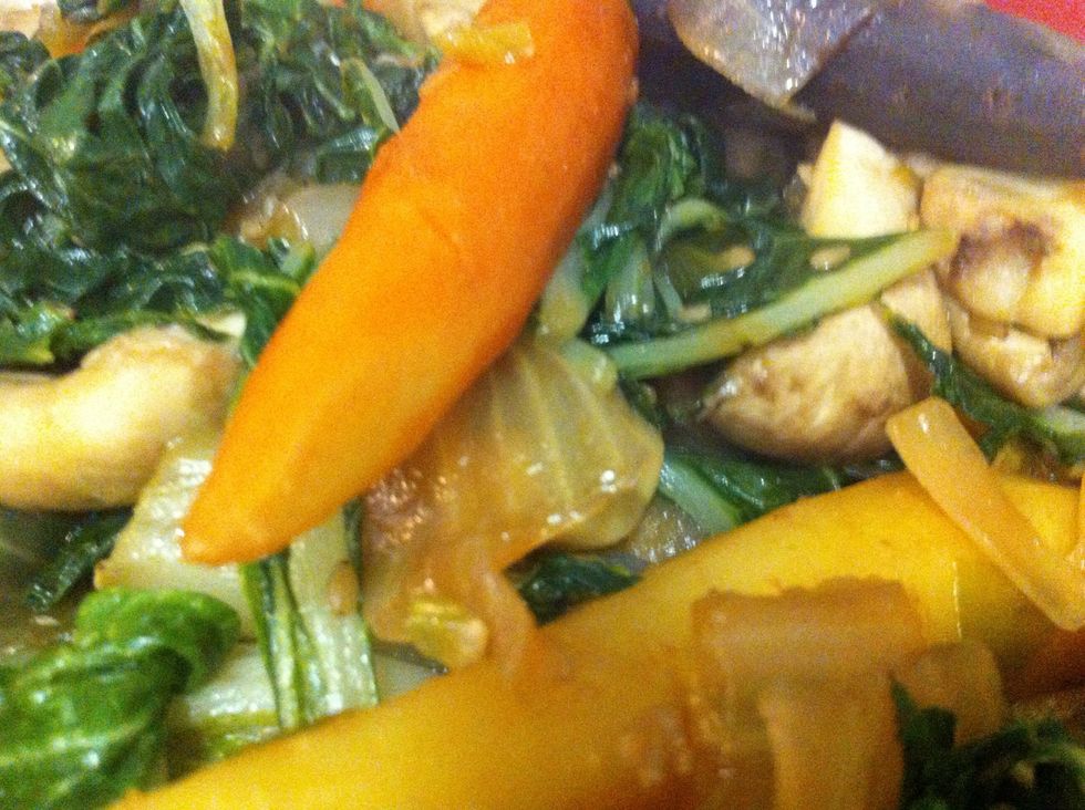 Put vegetables in side dish when ready