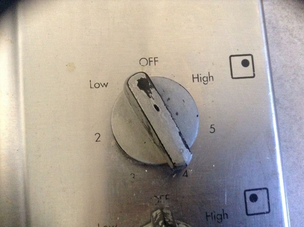 Put you pan over the stove top on medium heat