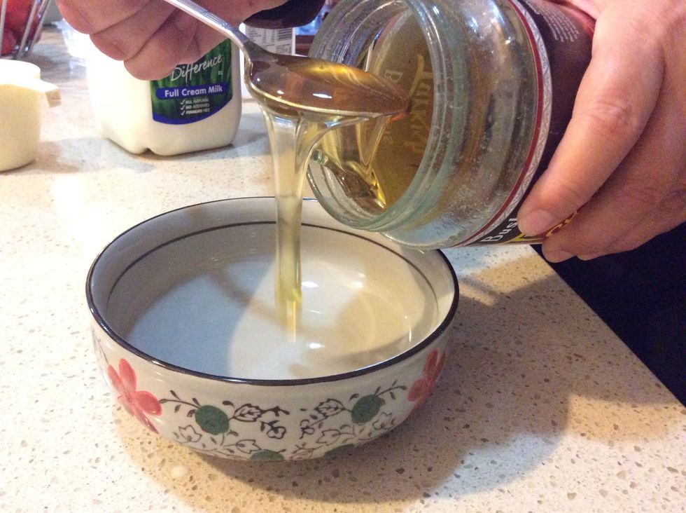 Put you table spoon of honey into a bowl