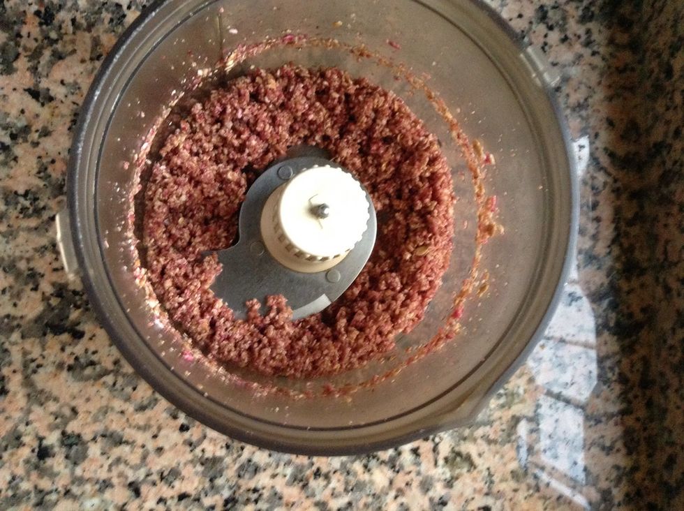 Put your cereals and your melted butter in the mixer.
