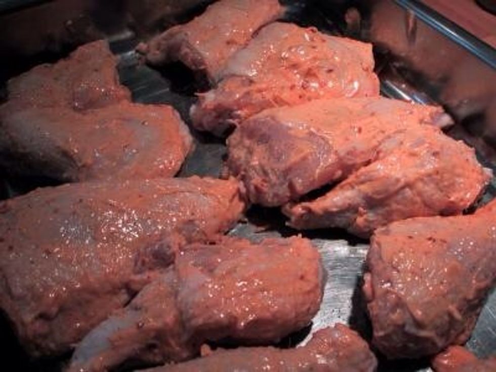 Put your chicken in the oven and cook for 45-50 minutes