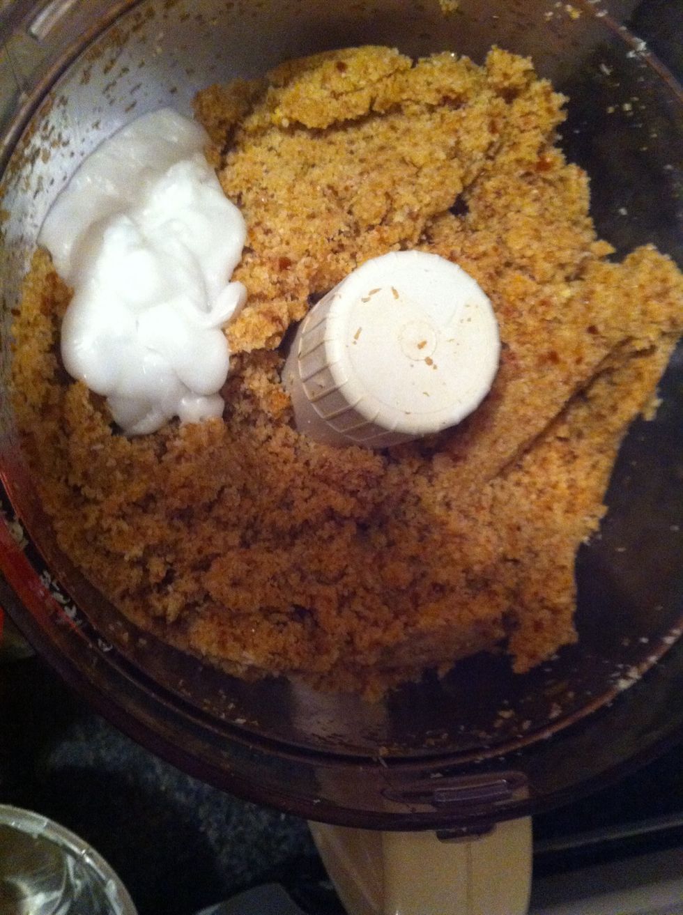 Put your coconut oil into the blender and mix until combined