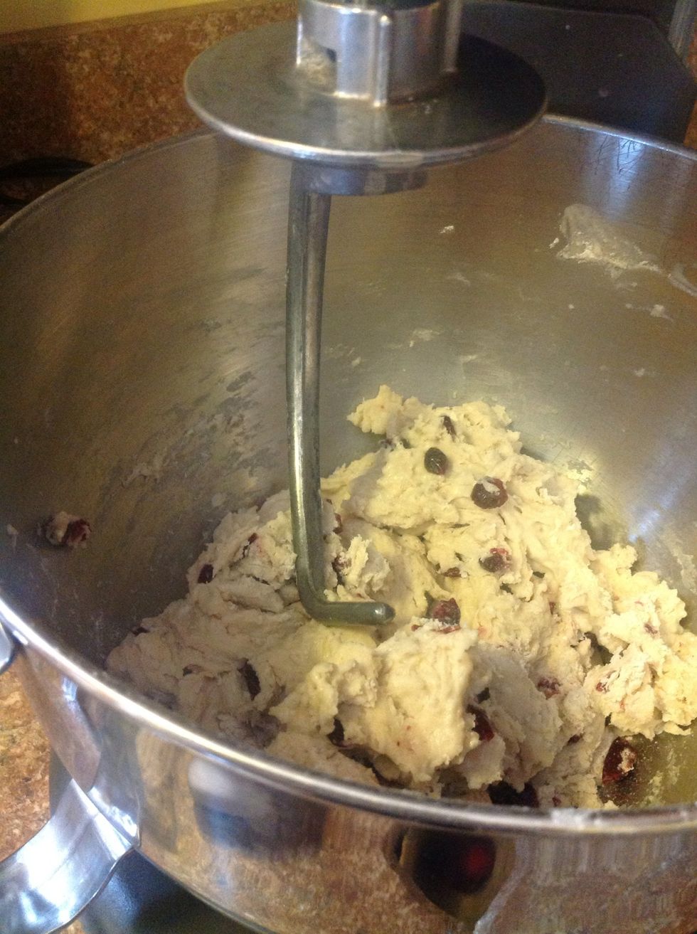 Put your dough hook on now and mix for 6 minutes on speed 2-4. If you don't have a dough hook then knead by hand for approx 10 min until smooth.