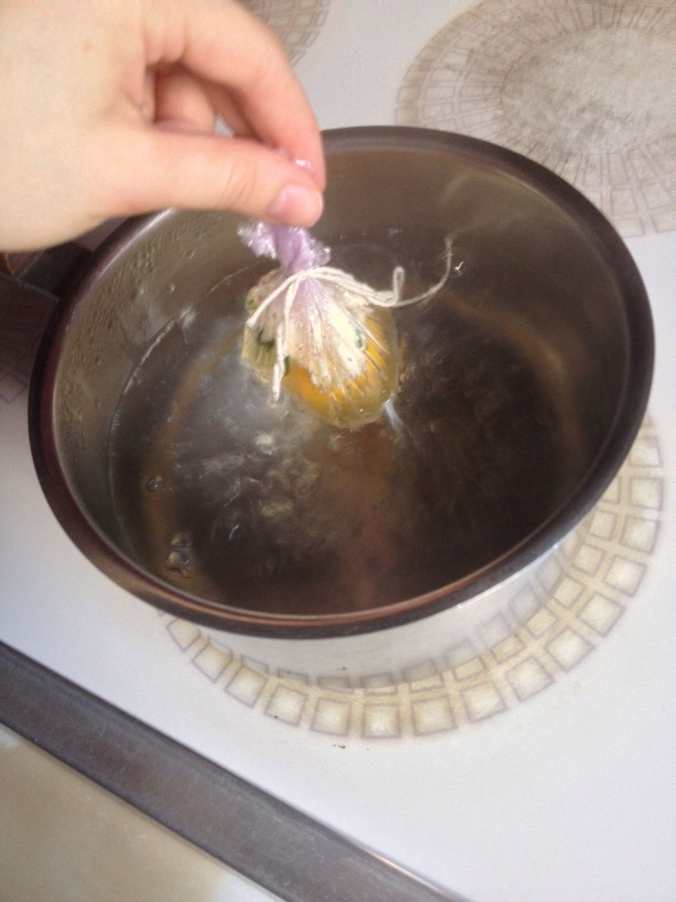 Put your egg in the boiling water