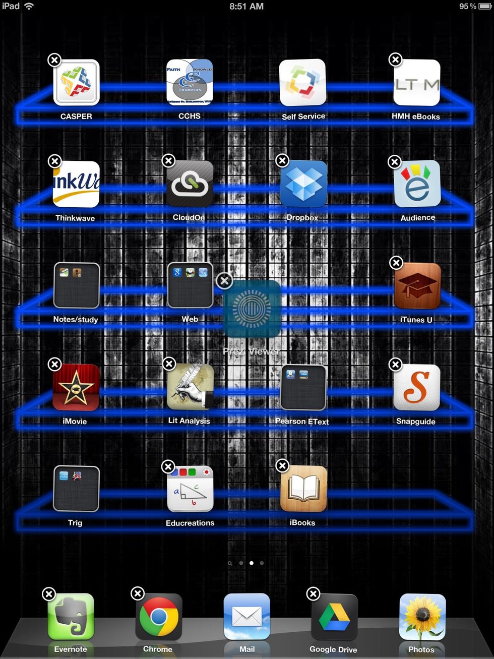 Put your finger on the app and use your finger to move the app to the desired location