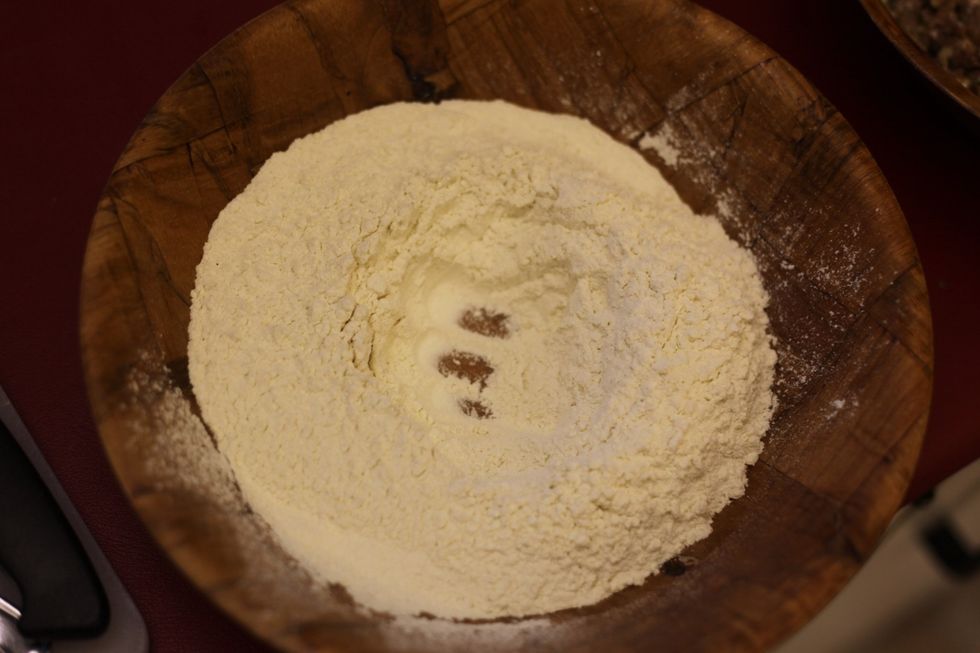 Put your fingers in the centre and separate it outwards to make a well in the centre.