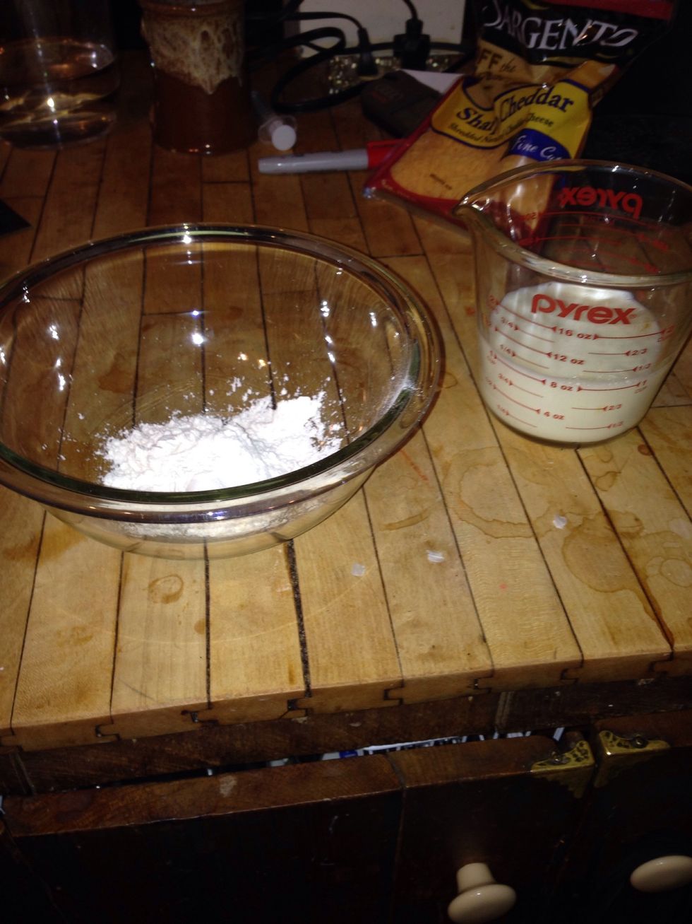 Put your flour and milk in a bowl and whisk until smooth.