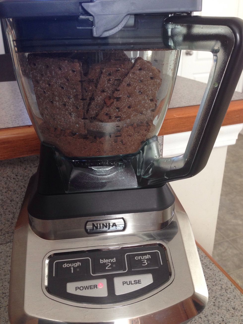 Put your graham crackers into your ninja kitchen system, or use a zip lock bag to crush them.