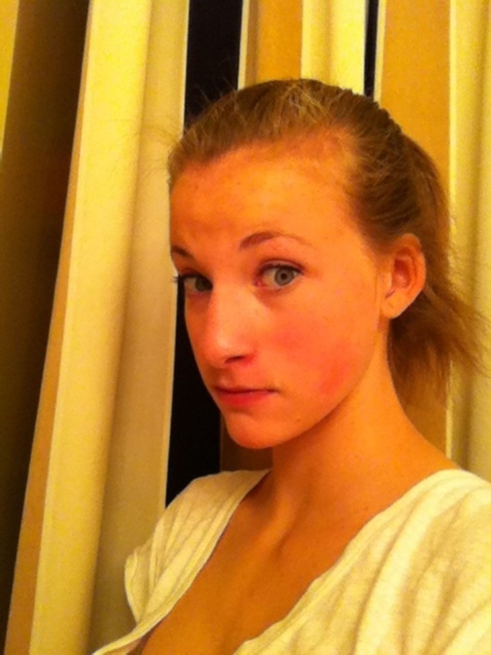 Put your hair in a high ponytail. It can be neat or messy, your choice. You may also choose to add volume to your hair which I usually do, but I forgot today.