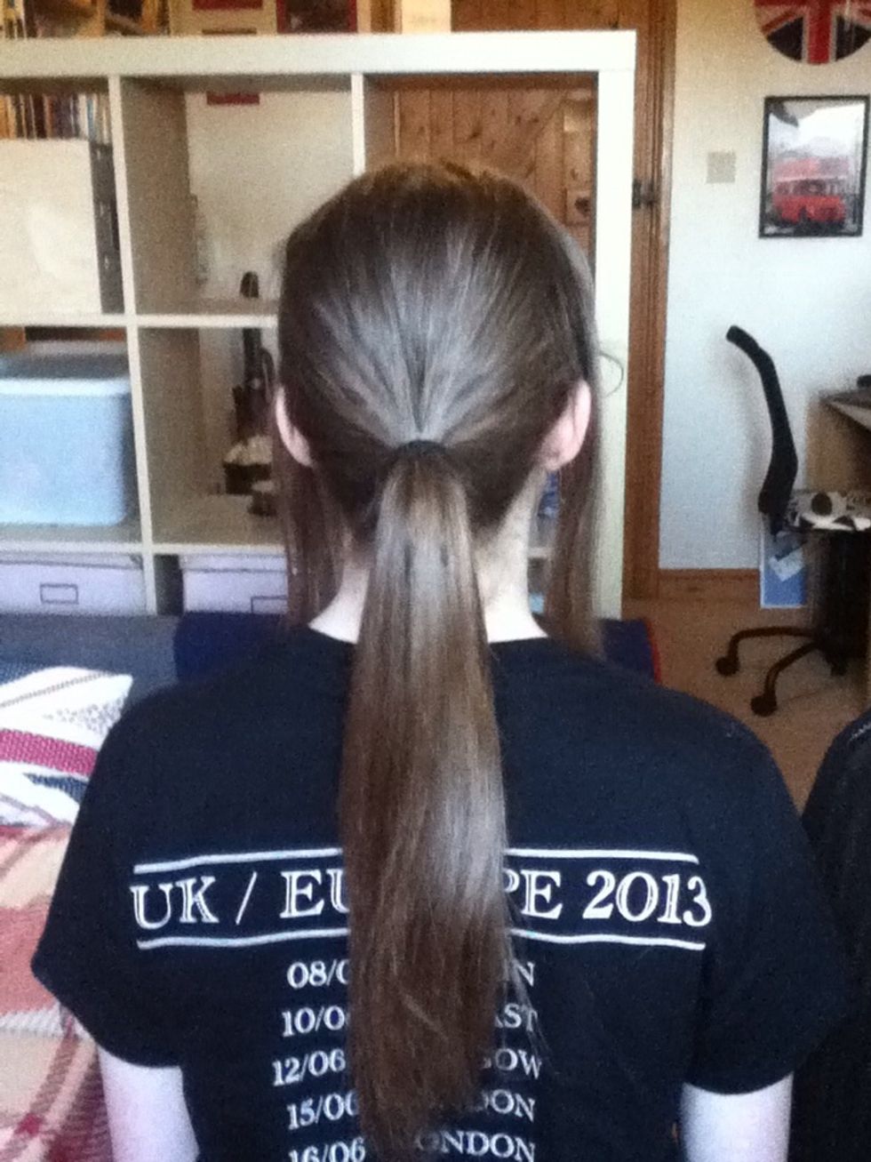 Put your hair into a neat ponytail.
