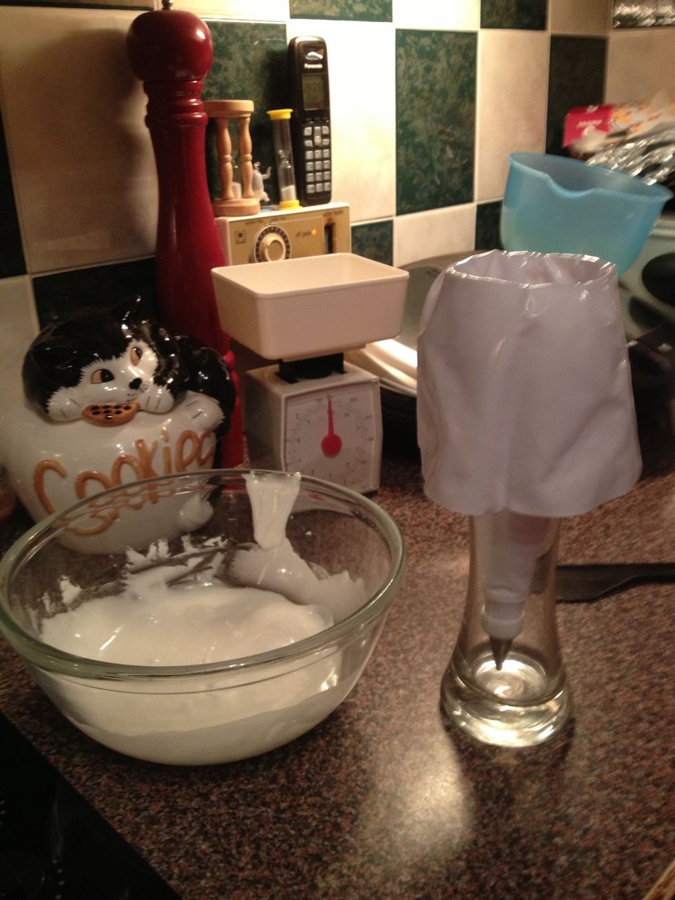 Put your icing into a piping bag (we got a new tala one)