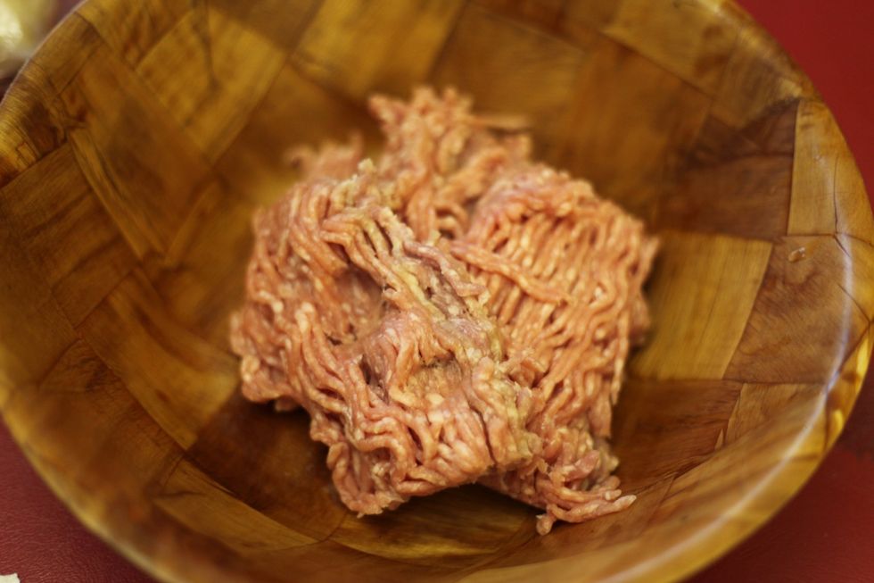 Put your mince meat in a bowl for mixing.