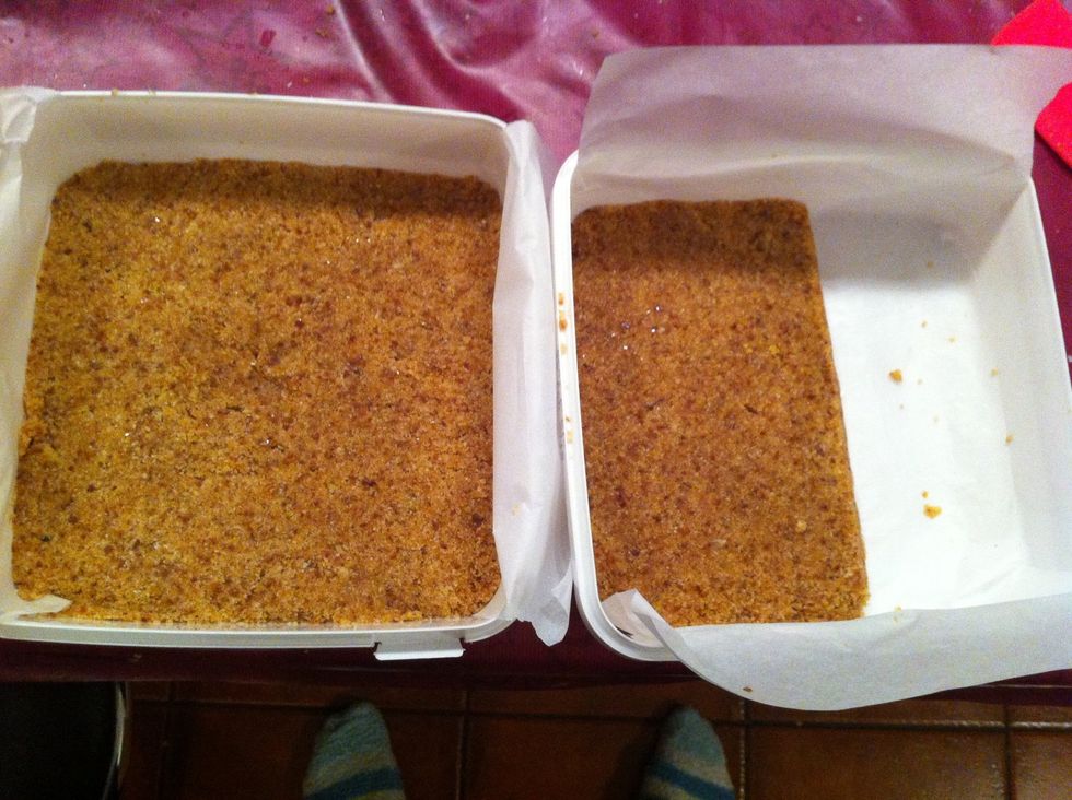 Put your mixture in and put in freezer while melting your chocolate