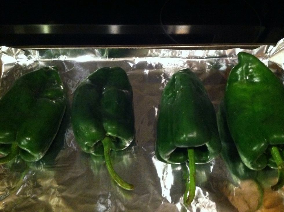 Put your Pasilla chiles in oven to broil. U can always do it on an open flame but I have a electric range that's y I do it in the oven