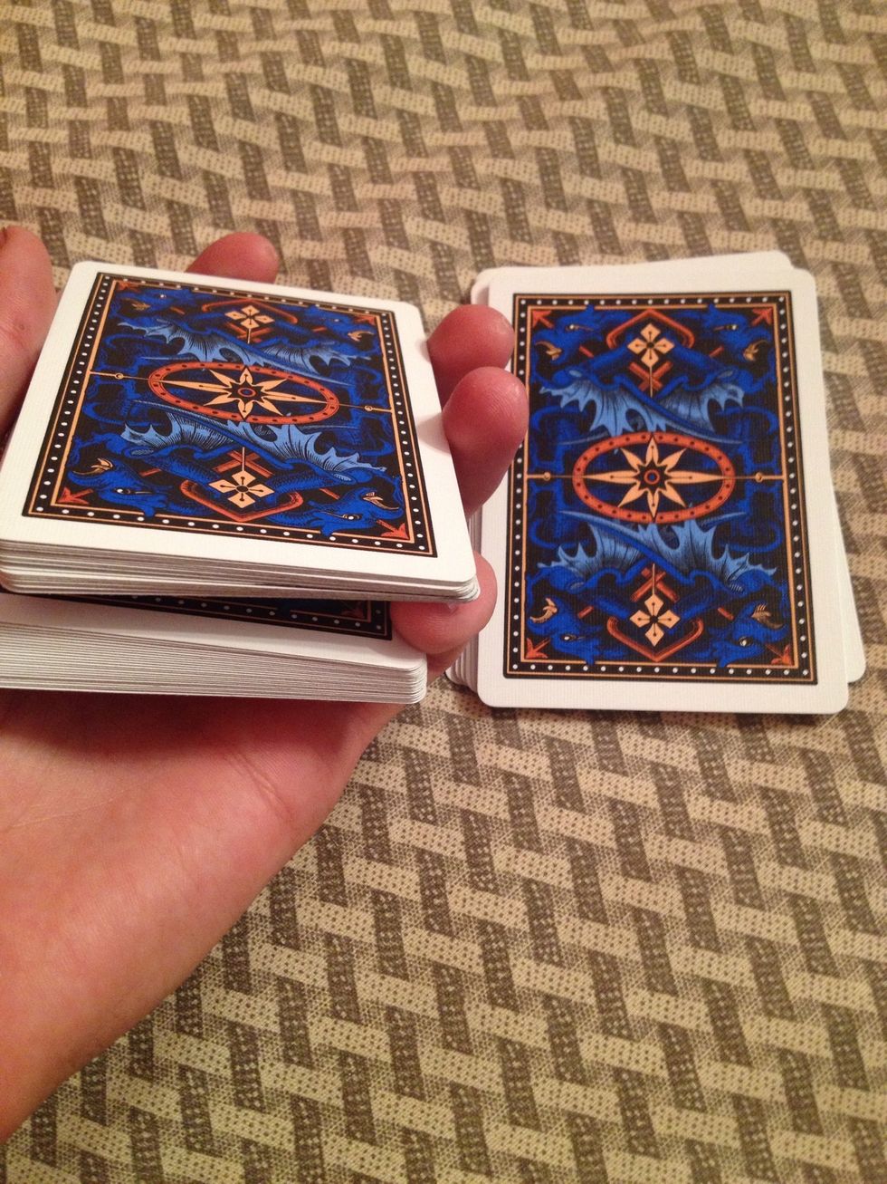 Put your pinky back in and start cutting cards off of the top.