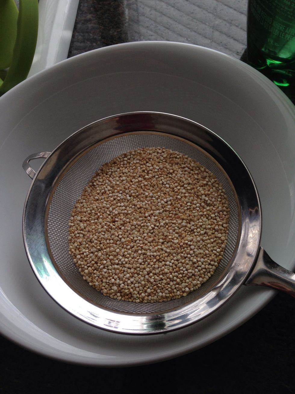 Put your quinoa into a fine mesh sieve