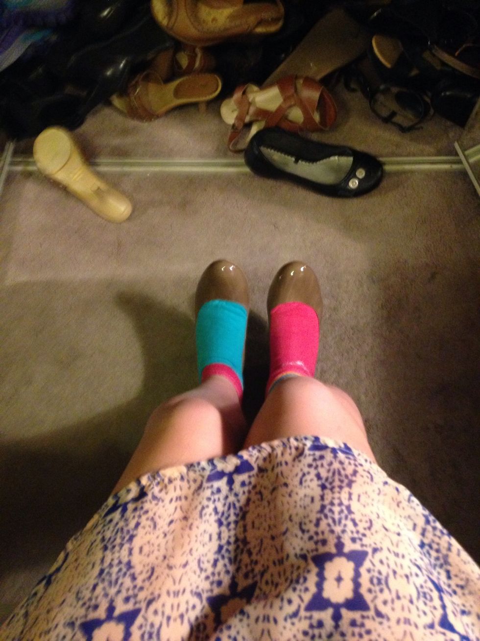 Put your shoes back on. They will be very very tight but that's good. (I look stylish don't I?) \ud83d\ude09