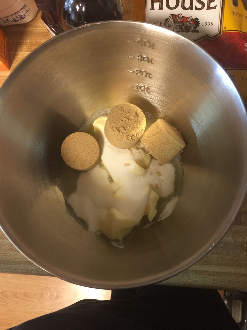 Put your softened butter and sugars in your mixing bowl