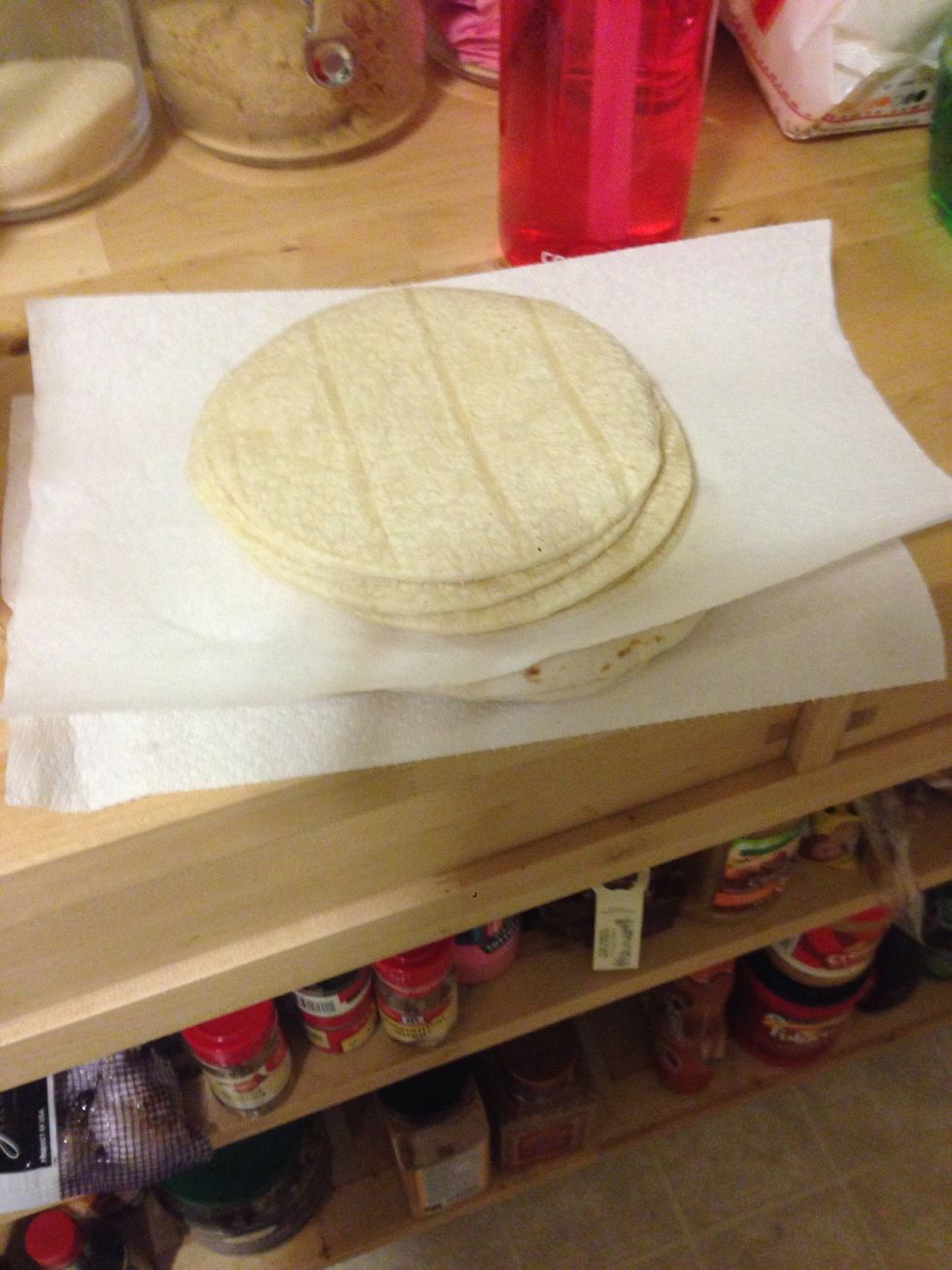 Put your tortillas between two paper towels.