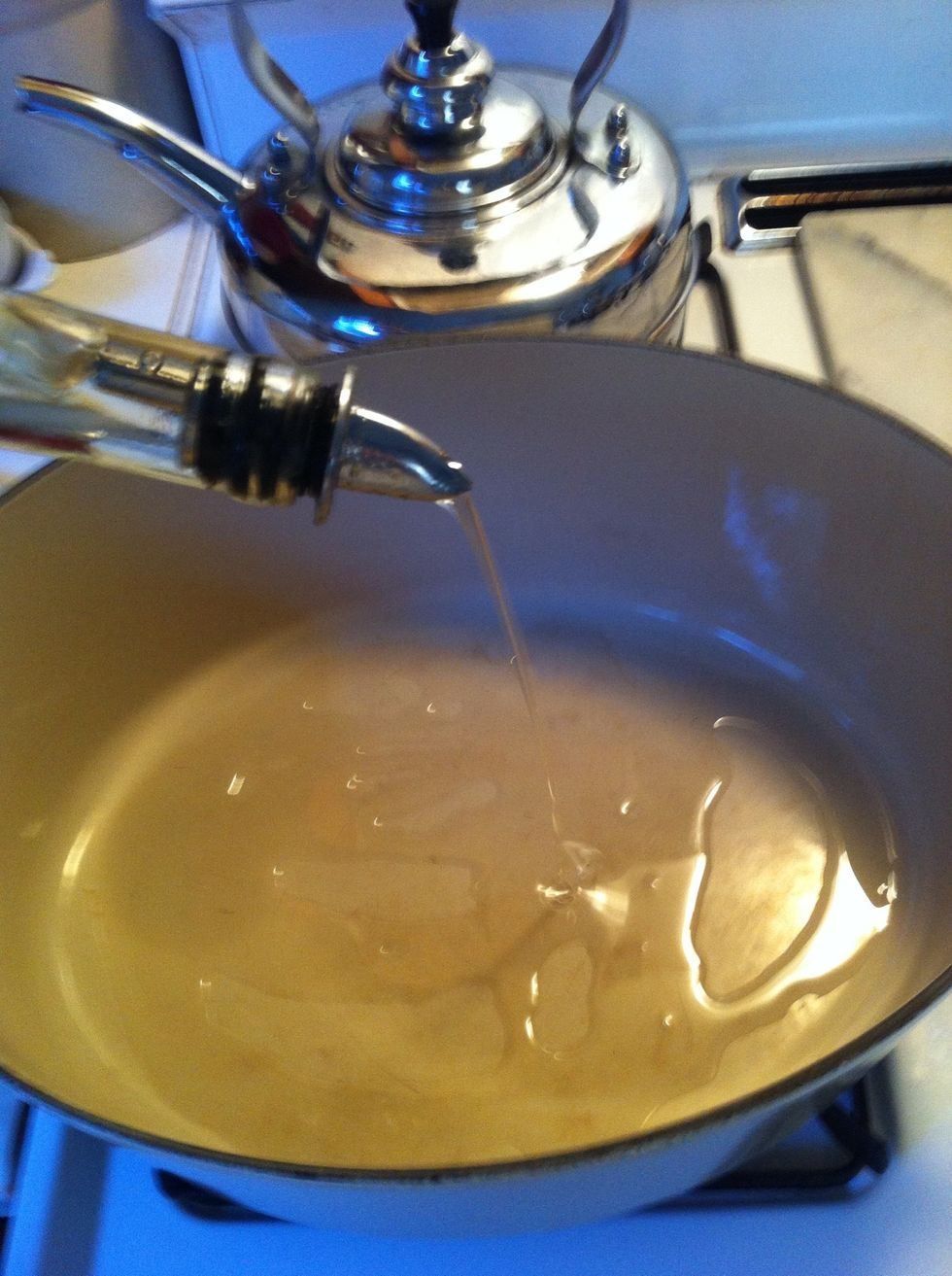 put your vegetable oil in a large dutch oven over medium heat.