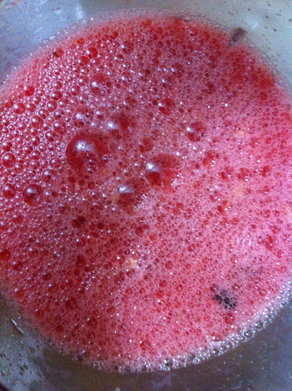 Put your watermelon chunks in the blender. Add a little water to help in blitzing it and pulse