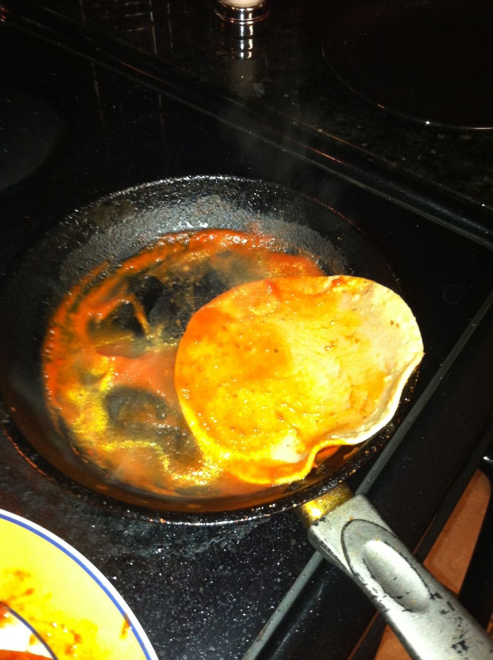 Put yur tortillas on the pan and move it around, cover it up, but not too much