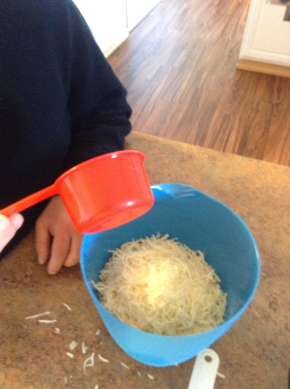 Put3 cups mozzarella into bowl