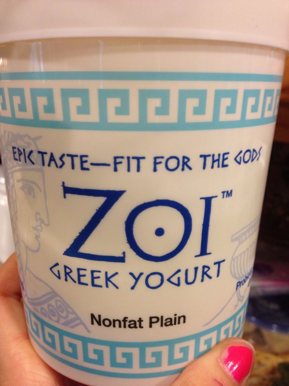 Puts some yogurt in a bowl! I use plain Greek yogurt, creamy and yummy!