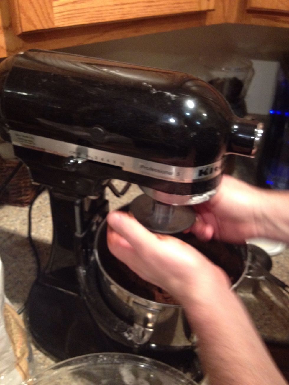 Putting the dough hook on..