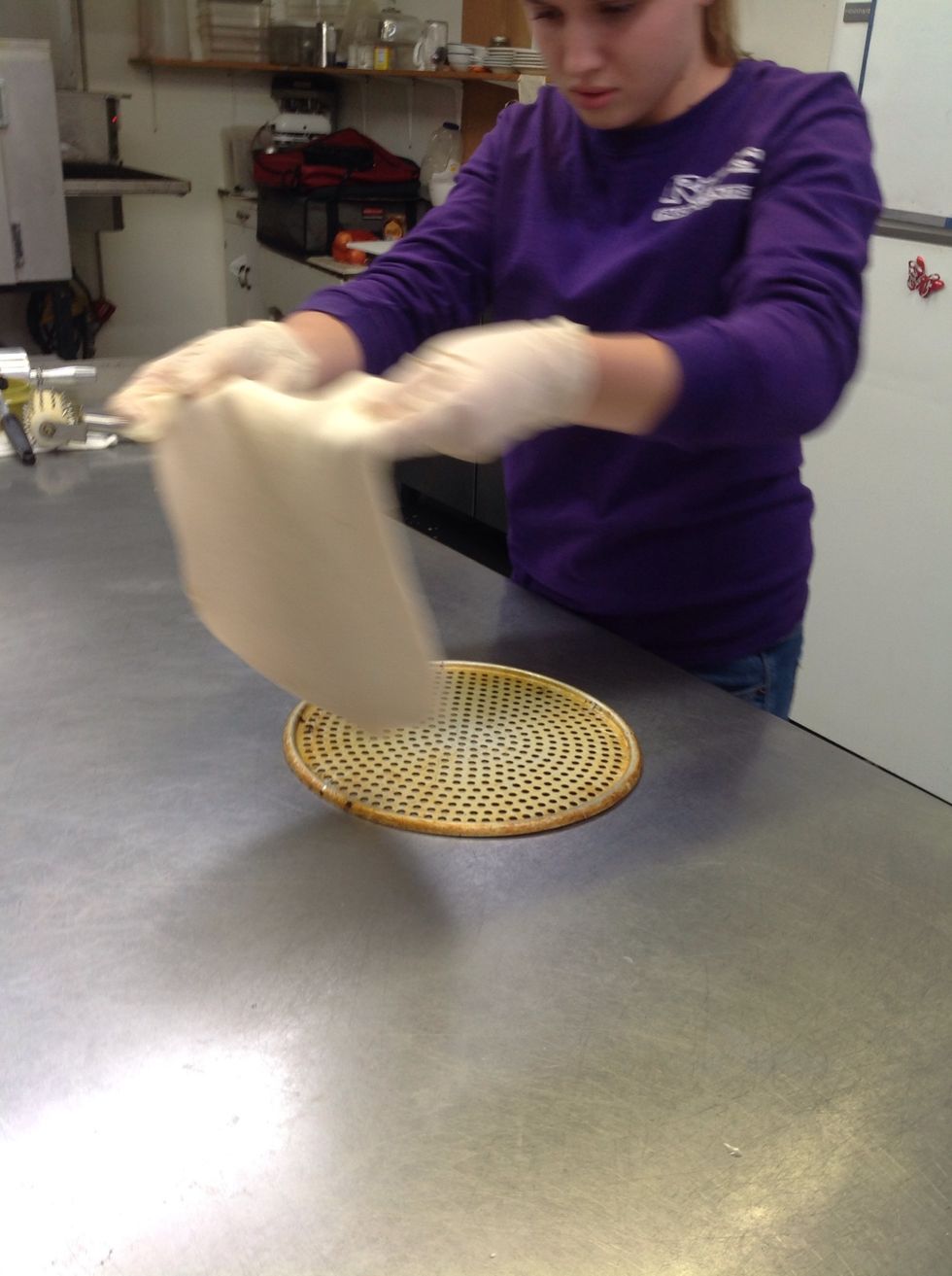 Putting the dough on the screen