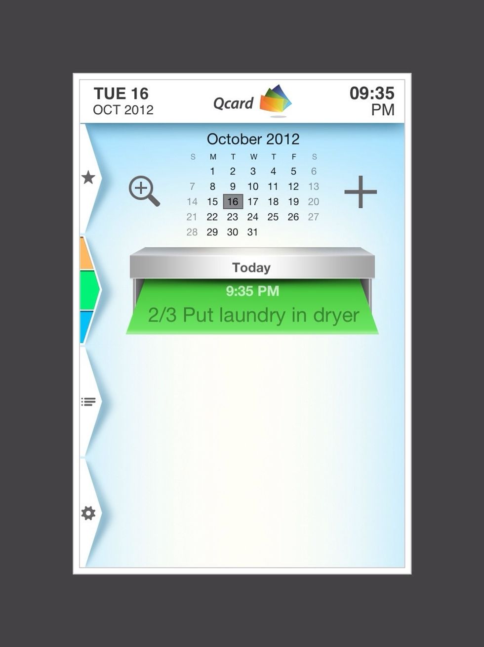 QCard will show you are on Step 2. Tap on "2/3 Put laundry in dryer"