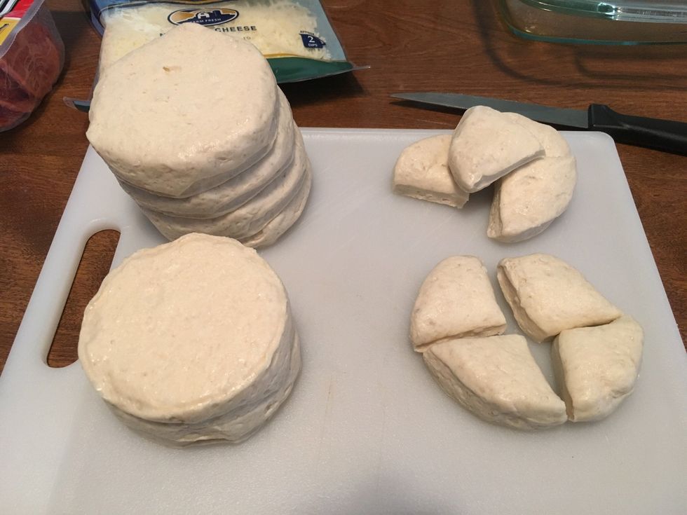 Quarter the biscuits
