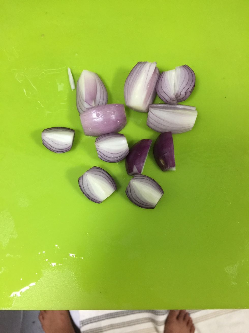 Quarter the shallots