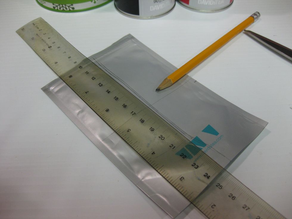 Quarter the Tea Bag with a Ruler and Pencil...