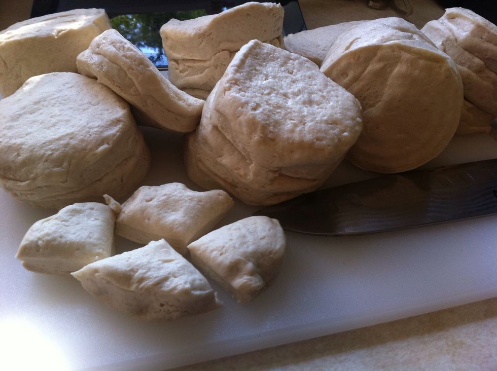 Quarter up all of the biscuits