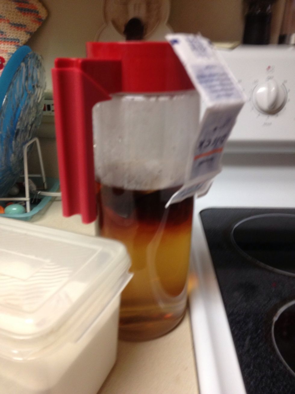 Quickly-and I stress QUICKLY-put the teabags into the hot water. It is very important to do this while the water is still hot, otherwise it will not be able to steep, or brew properly.