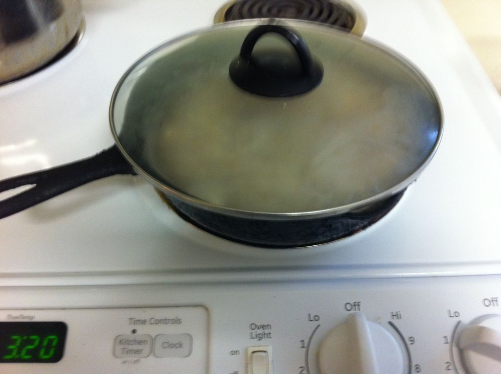 Quickly cover with a top and allow uncooked rice to cook on medium to low heat for about 20-25min. Cook slowly to avoid ending up with hard undone rice!