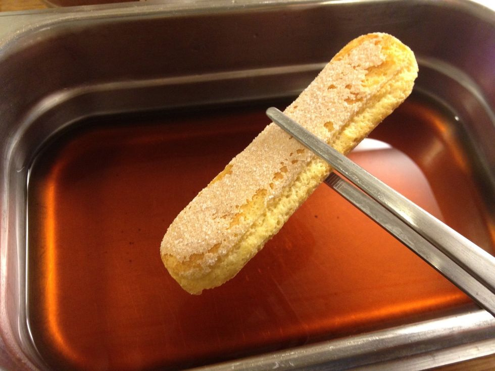 Quickly dip the bisquits to coffee.