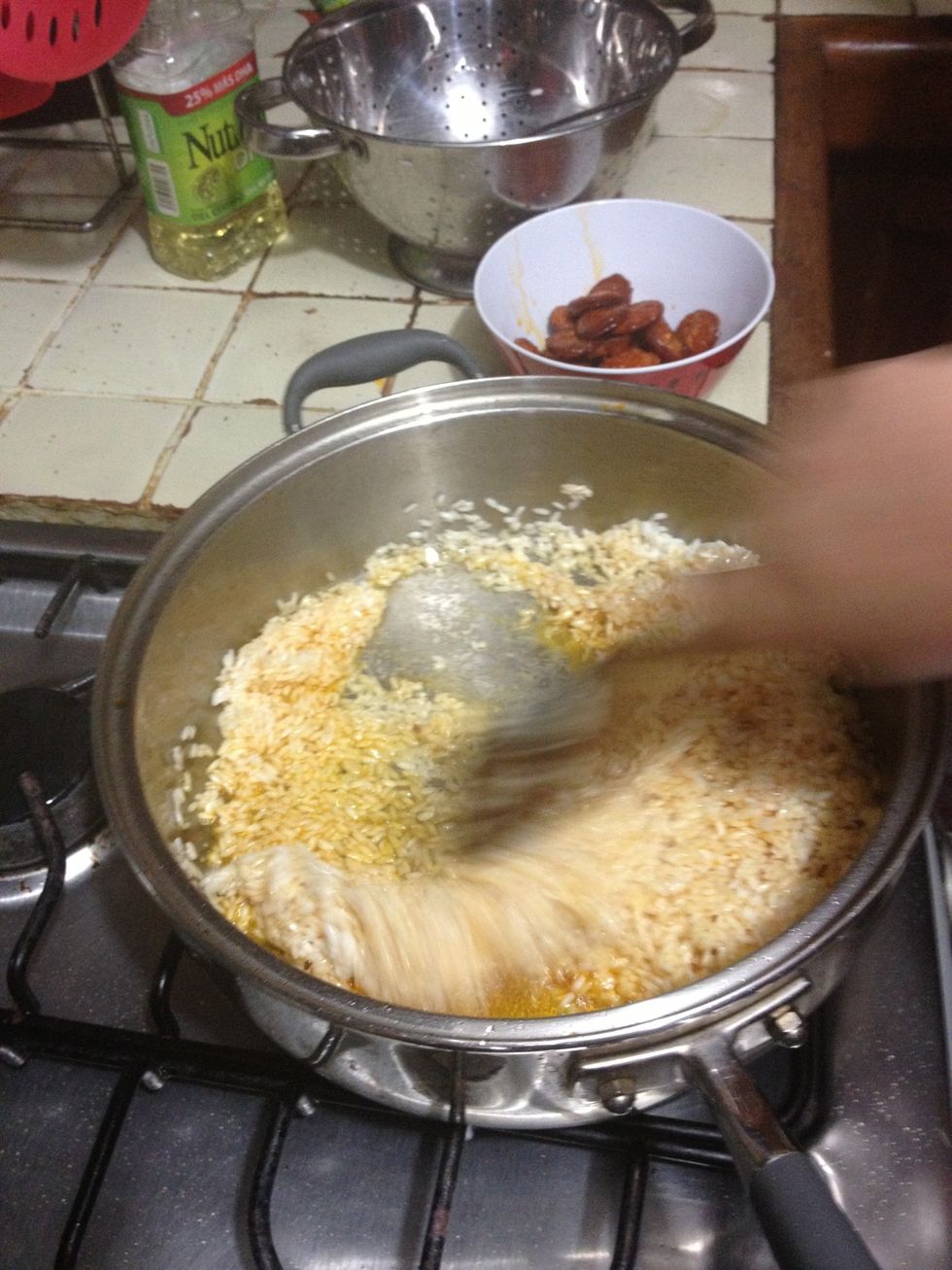 Quickly stir it so it doesn't stick!