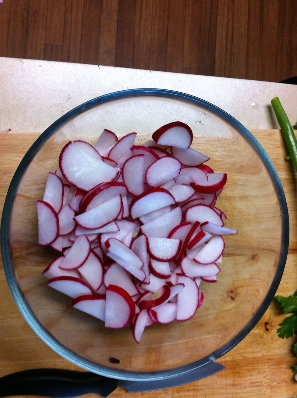 radishes cut into half rings.