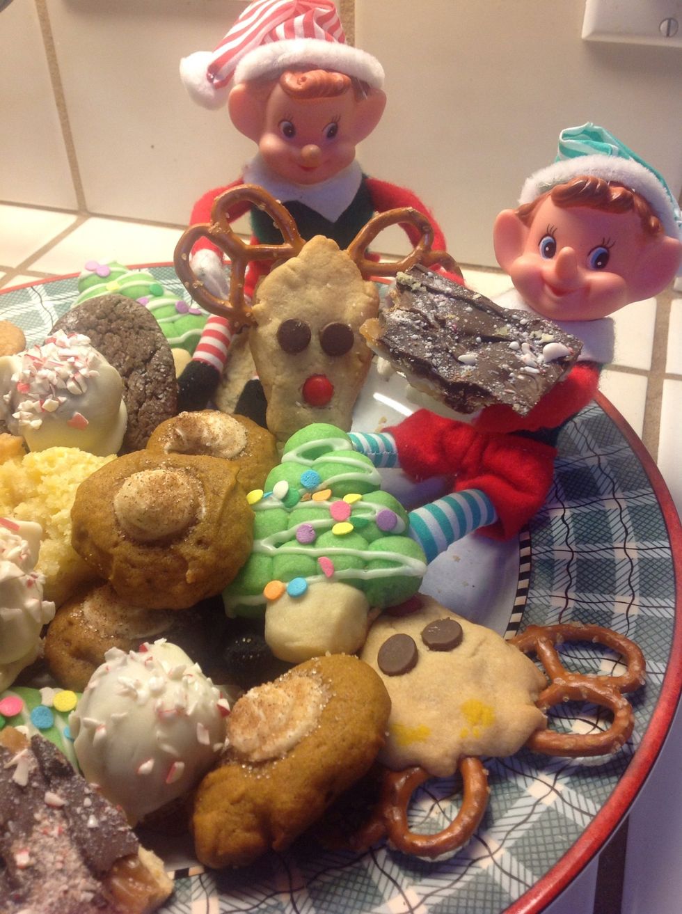 Raiding the cookie plate....