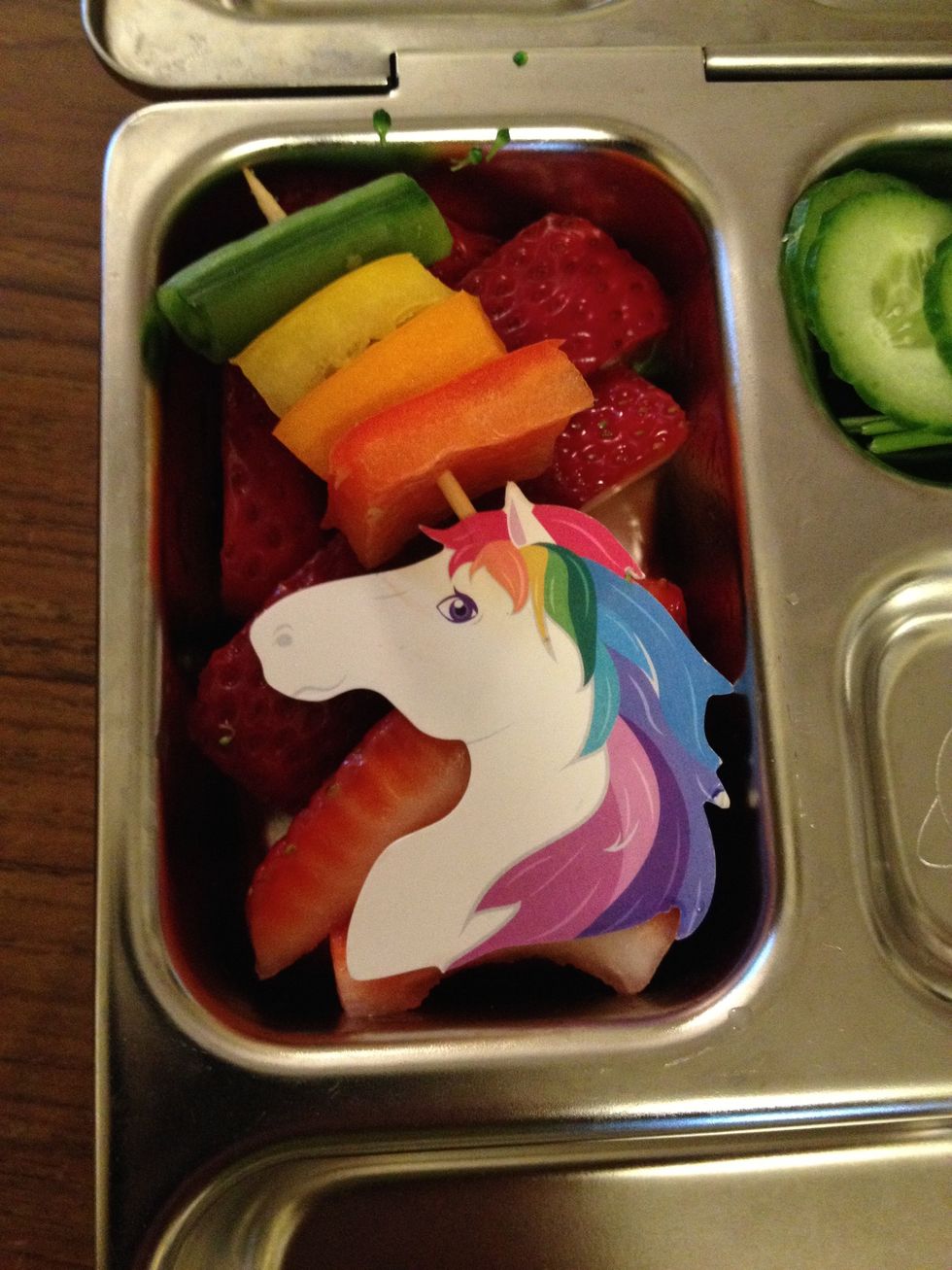 * Rainbows and unicorns* Color and creativity are two recipes for success. Kids enjoy brightly colored fruits and vegetables and tucking a playful element of surprise into the lunchbox works wonders.